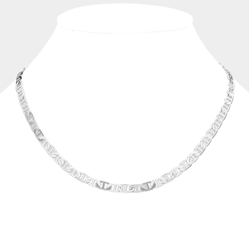 Silver Mariner Link 18" 6mm Necklace Chain Simple Casual Jewelry Metal